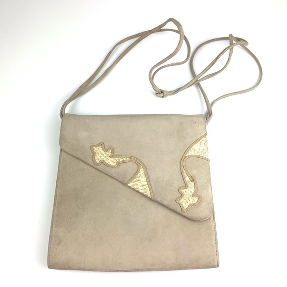 Bally Handbags - Vintage Bally Shoulder Bag Tan Suede Envelope